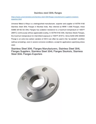 Stainless Steel 304L Flanges Manufacturers in India