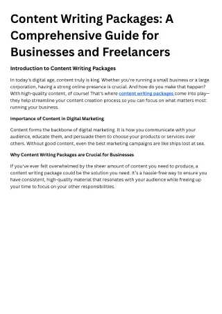 Content Writing Packages A Comprehensive Guide for Businesses and Freelancers