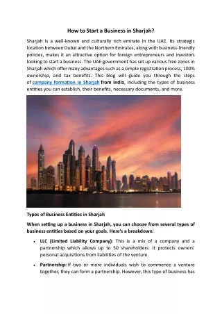 How to Start a Business in Sharjah