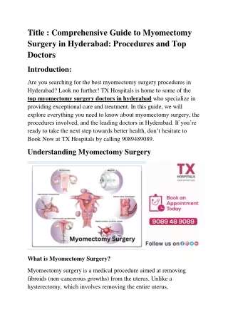 myomectomy procedure in hyderabad
