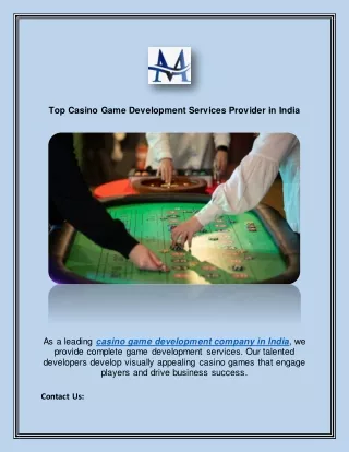 Top Casino Game Development Services Provider in India