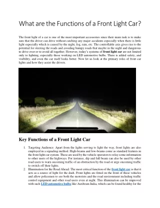 What are the Functions of a Front Light Car