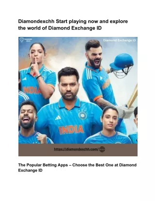 Diamondexchh Start playing now and explore the world of Diamond Exchange ID
