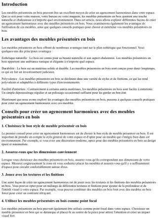 Comment créer un agencement harmonieux avec des meubles présentoirs en bois