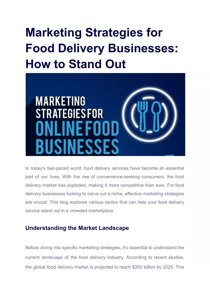 marketing strategies for food delivery businesses