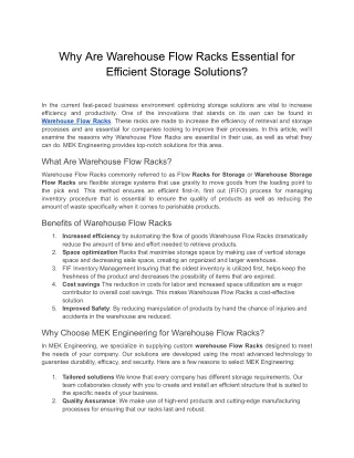 why are warehouse flow racks essential