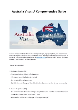 Australia Visas A Comprehensive Guide