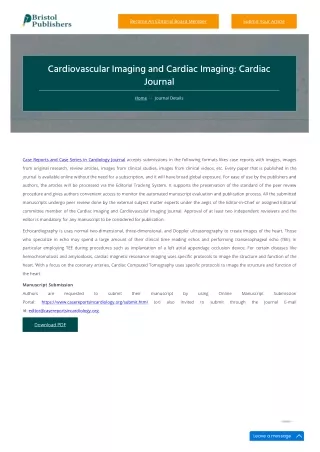 Cardiovascular Imaging and Cardiac Imaging Cardiac Journal