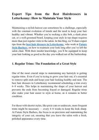 Expert Tips from the Best Hairdressers in Letterkenny How to Maintain Your Style