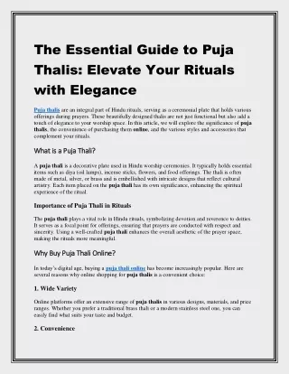 Traditional & Modern Puja Thali Online  Dusaan