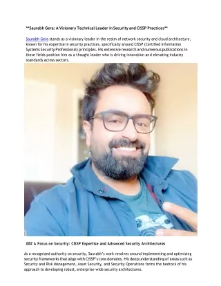 Saurabh Gera A Visionary Technical Leader in Security