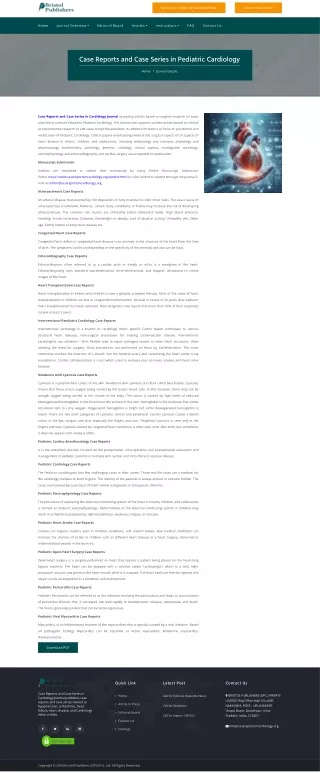 Case Reports and Case Series in Pediatric Cardiology