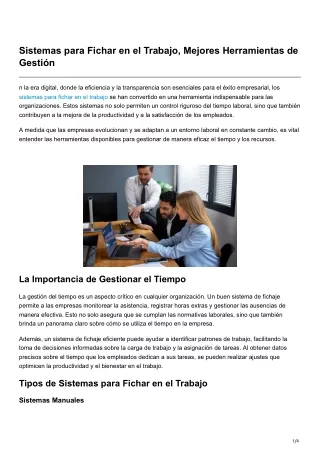 Sistemas para Fichar en el Trabajo Mejores Herramientas de Gestión
