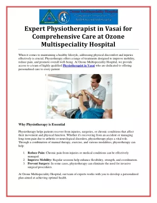 Best Physiotherapist in Vasai | Ozone Multispeciality Hospital