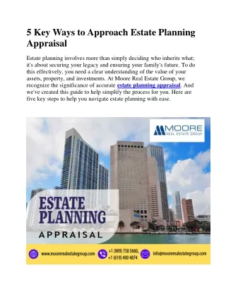 5 Key Ways to Approach Estate Planning Appraisal