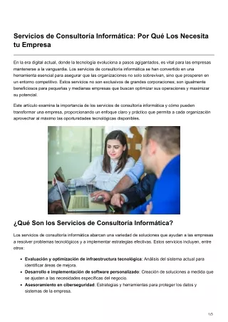 Servicios de Consultoría Informática Por Qué Los Necesita tu Empresa