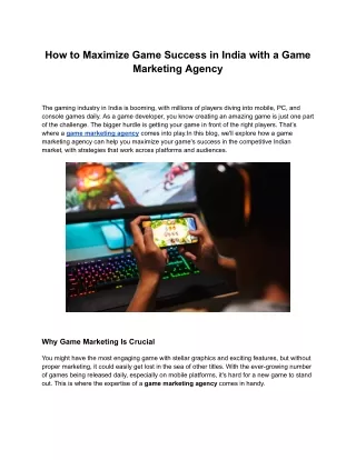 how to maximize game success in india with a game