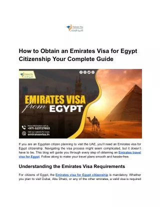 How to Obtain an Emirates Visa for Egypt Citizenship Your Complete Guide