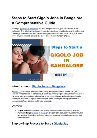 Steps to Start Gigolo Jobs in Bangalore_ A Comprehensive Guide