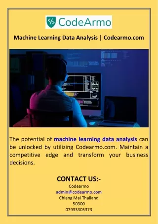 Machine Learning Data Analysis  Codearmo.com