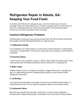 refrigerator repair in atlanta ga keeping your