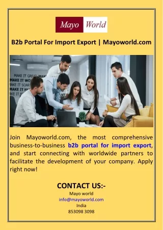 B2b Portal For Import Export  Mayoworld.com