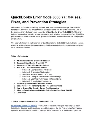 QuickBooks Error Code 6000 77_ Causes, Fixes, and Prevention Strategies