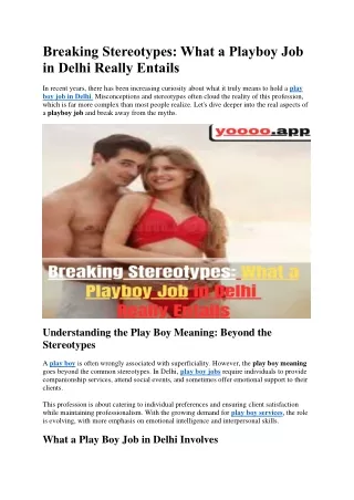 Breaking Stereotypes what playboy job in delhi really entails