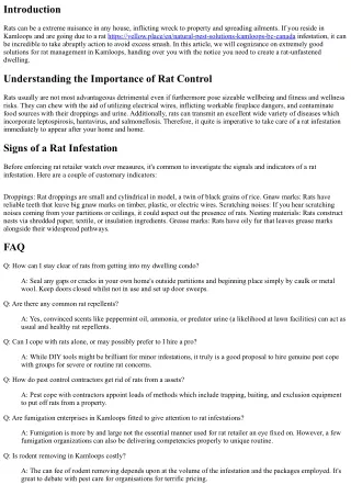 Rat Control in Kamloops: Effective Solutions for a Rat-Free Home