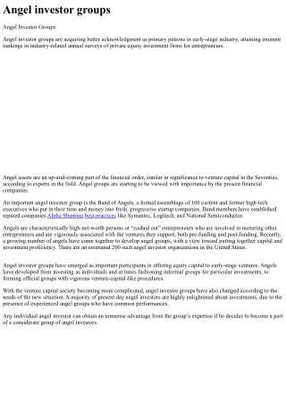 Angel investor groups