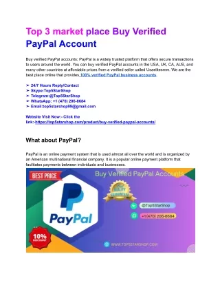 Top 6 Site Buy verified PayPal accounts