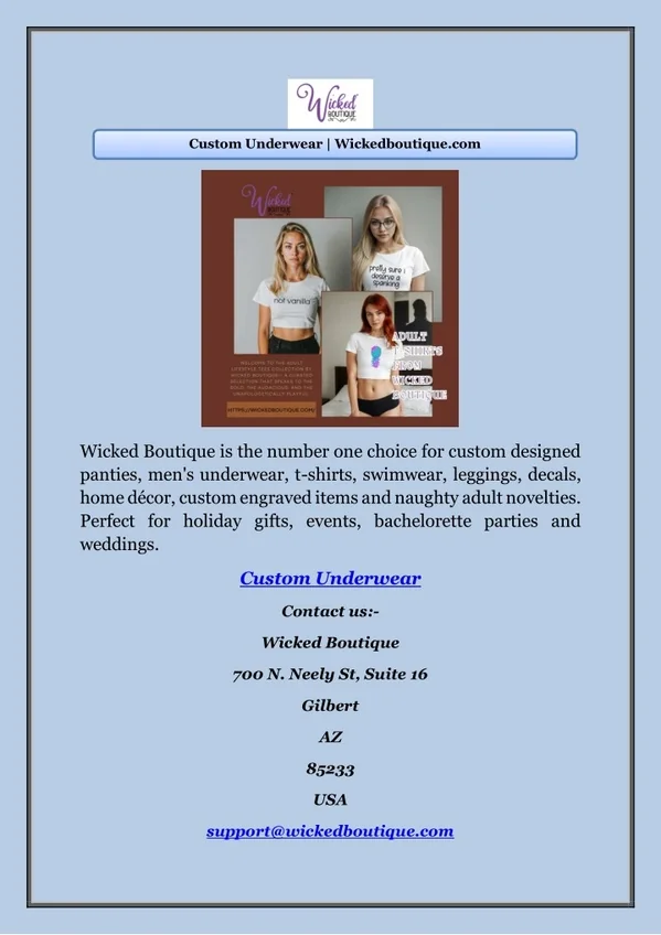 Custom Underwear | Wickedboutique.com