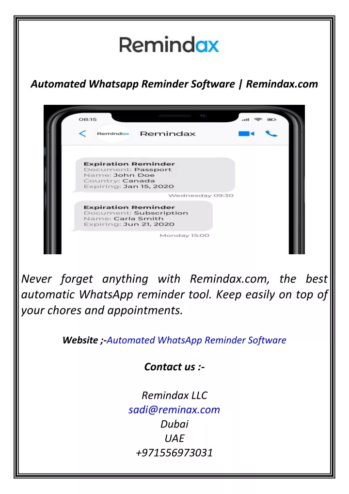 automated whatsapp reminder software remindax com