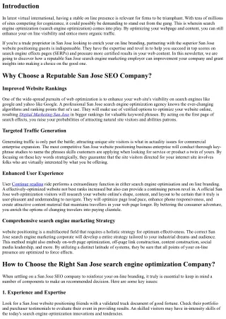 Enhance Your Online Branding with the Best San Jose search engine optimization C