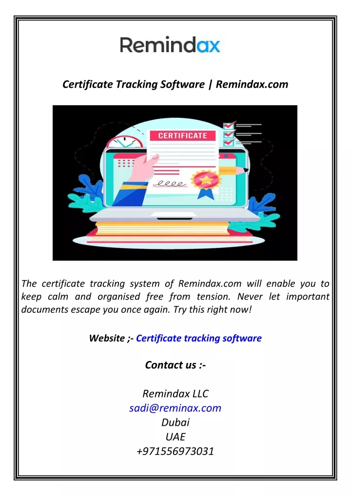 certificate tracking software remindax com