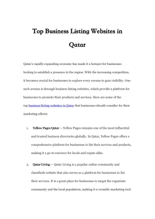 Top Business Listing Websites in Qatar
