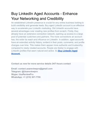 Buy LinkedIn Aged Accounts - Enhance Your Networking and Credibility