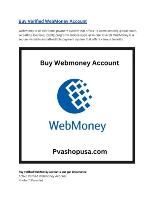 buy verified webmoney account