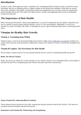 Vitamins and Supplements for Promoting Healthy Hair Growth