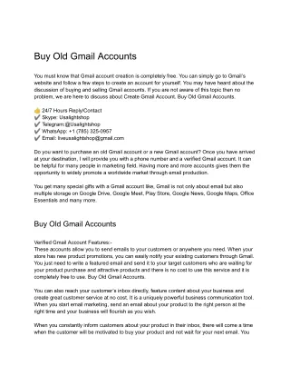 Buy Old Gmail Accounts