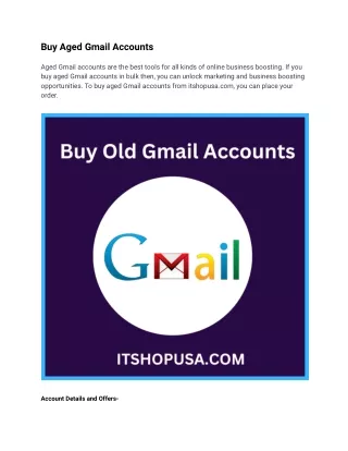 100% customer satisfaction guaranteed Buy Old Gmail Accounts