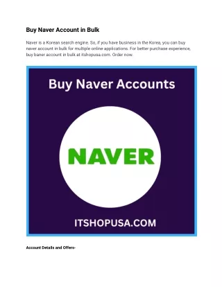 100% customer satisfaction guaranteed Buy Naver Accounts