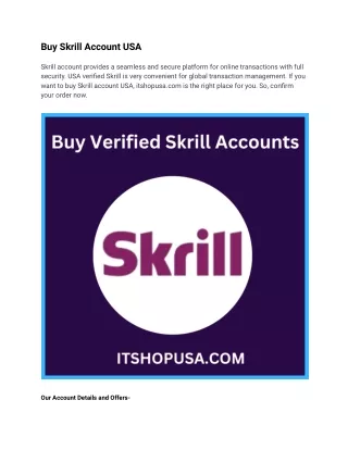 100% satisfaction guaranteed Buy verified skrill accounts