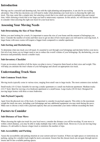 Choosing the Right Size Truck for Your Local Move