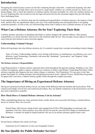 “What Can a Defense Attorney Do for You? Exploring Their Role”