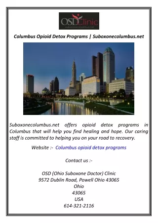 Columbus Opioid Detox Programs  Suboxonecolumbus.net