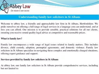 Understanding family law solicitors in St Albans