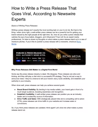 how to write a press release that goes viral
