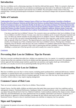 Preventing Hair Loss in Children: Tips for Parents