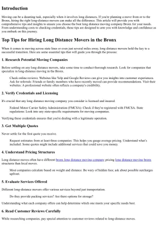 Top Tips for Hiring Long Distance Movers in the Bronx